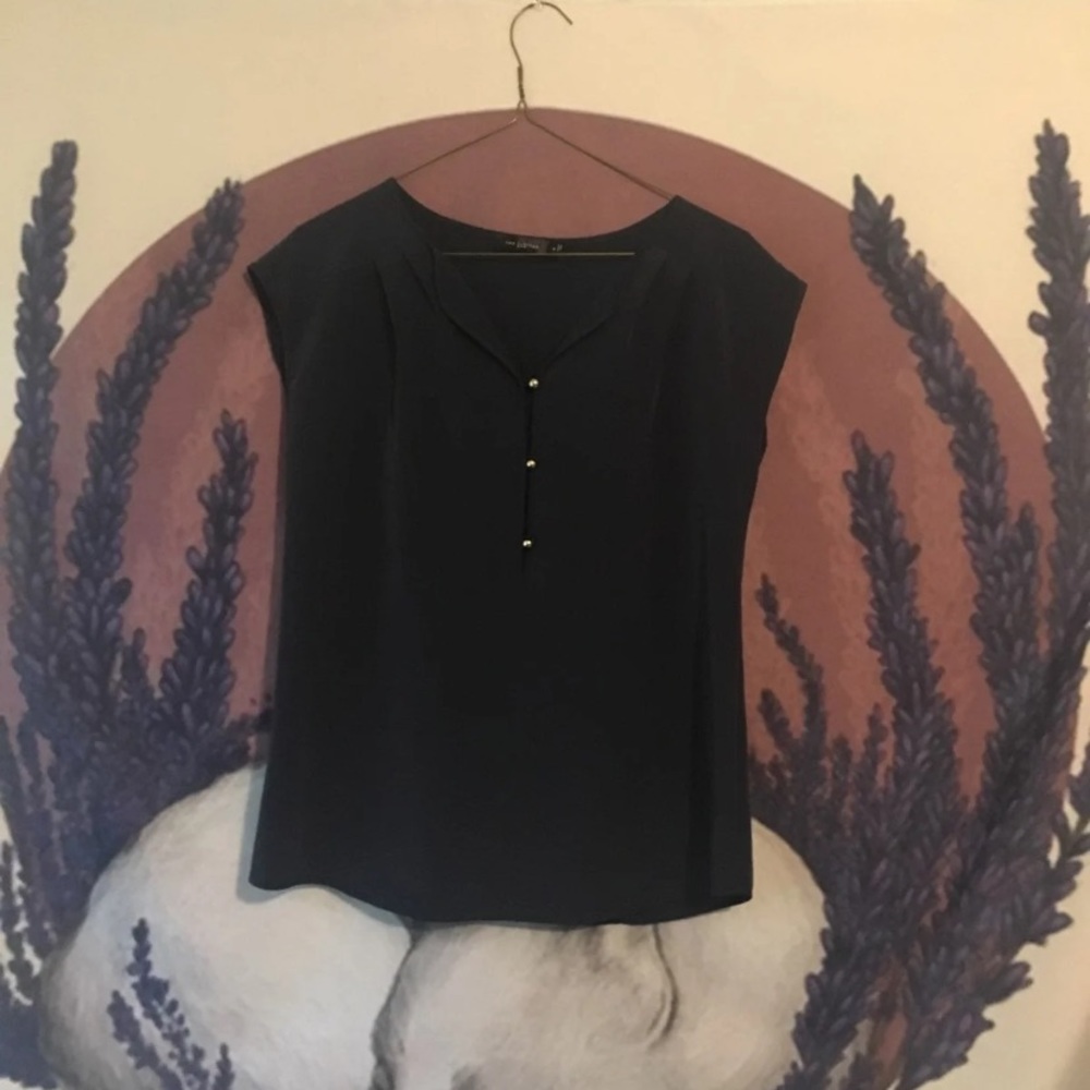 Navy blue button up blouse